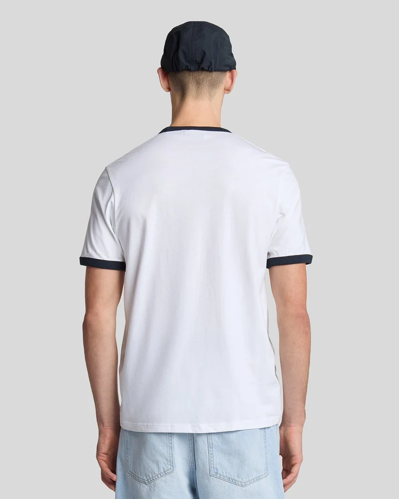 Lyle & Scott Herren-Ringer-T-Shirt | Weiß Dunkelblau