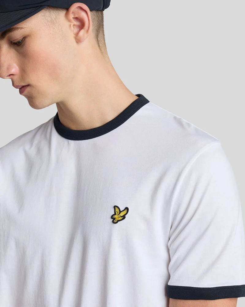 Lyle & Scott Herren-Ringer-T-Shirt | Weiß Dunkelblau