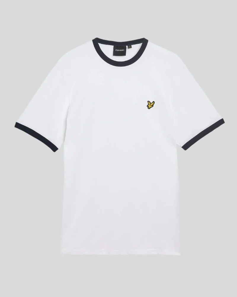 Lyle & Scott Herren-Ringer-T-Shirt | Weiß Dunkelblau