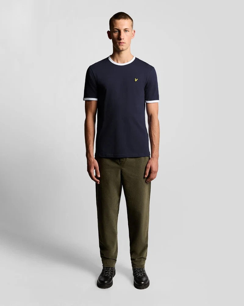 Lyle & Scott Herren-Ringer-T-Shirt | Dunkelblau Weiß