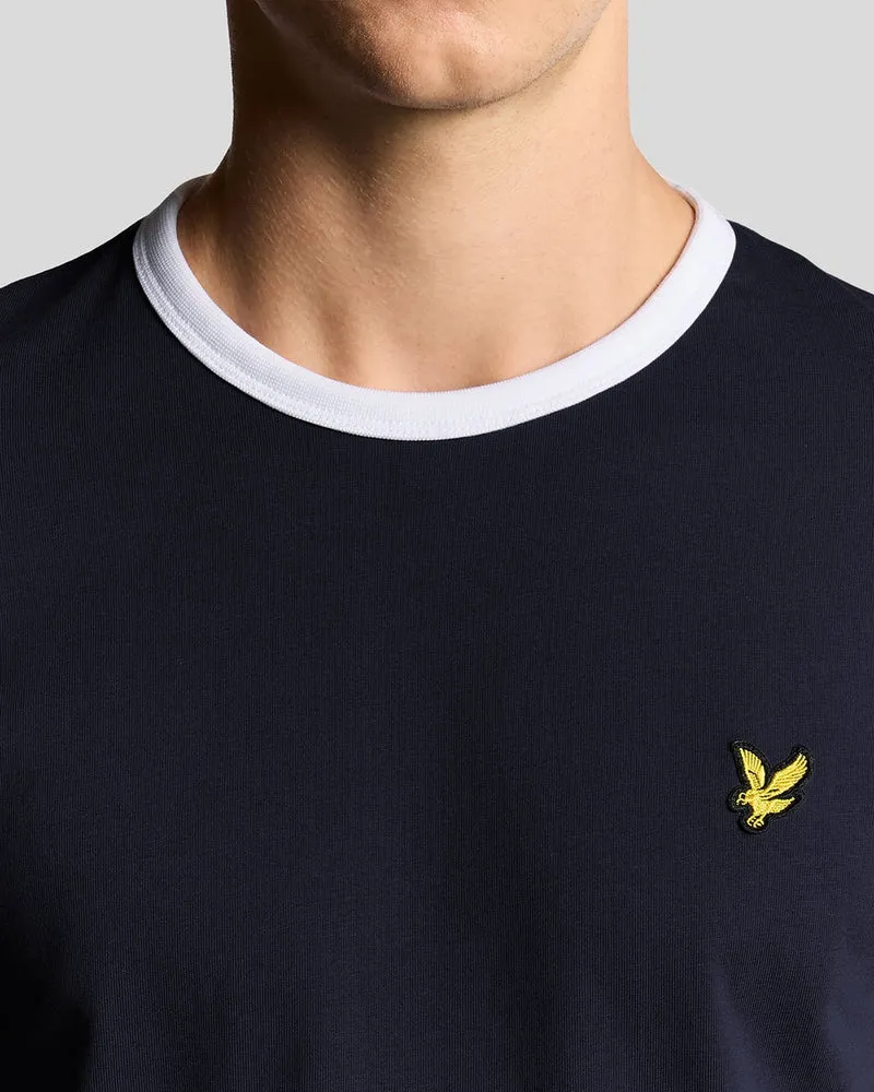 Lyle & Scott Herren-Ringer-T-Shirt | Dunkelblau Weiß