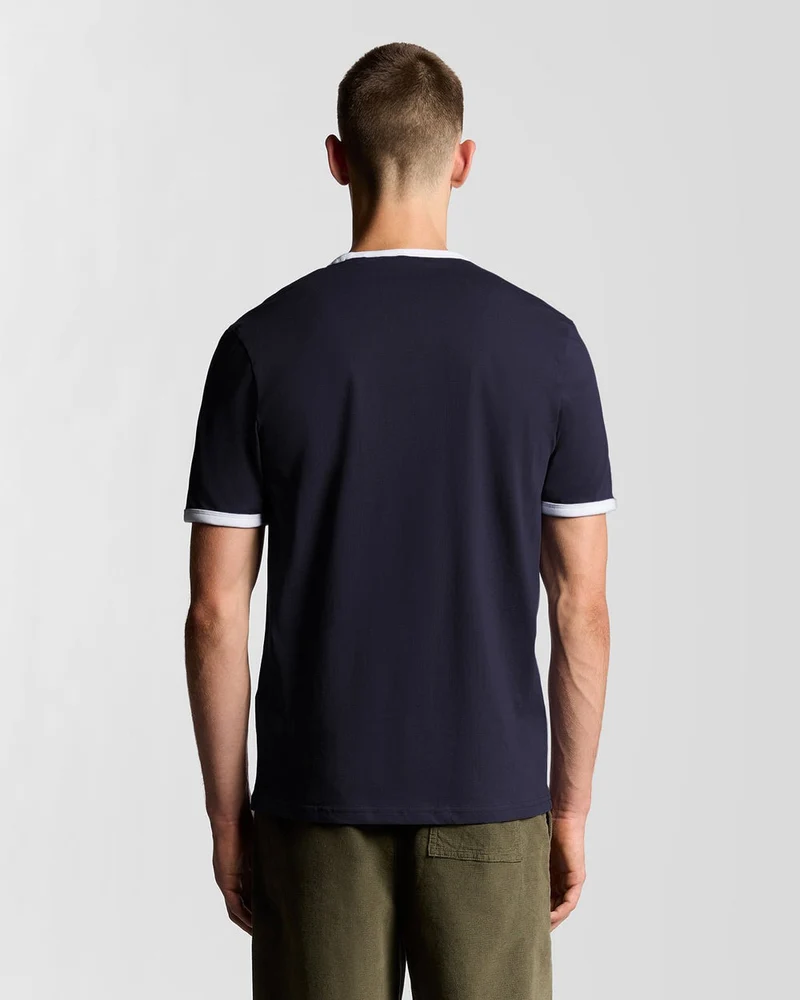 Lyle & Scott Herren-Ringer-T-Shirt | Dunkelblau Weiß