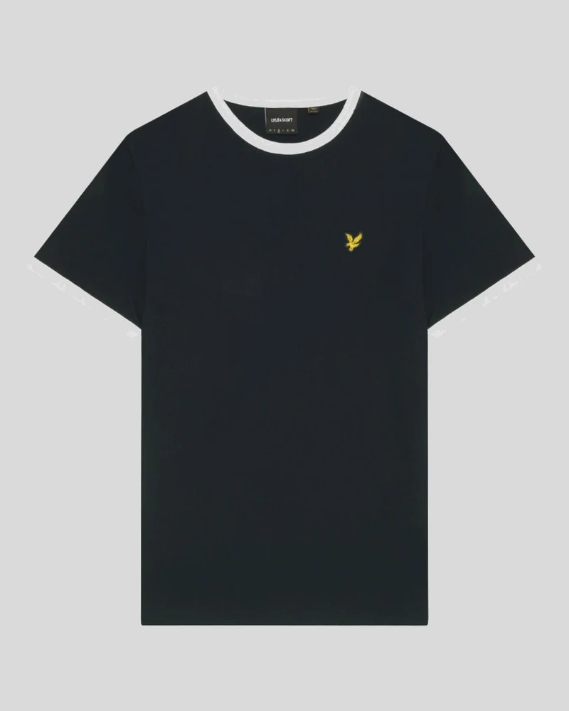 Lyle & Scott Herren-Ringer-T-Shirt | Dunkelblau Weiß