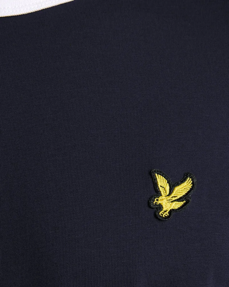 Lyle & Scott Herren-Ringer-T-Shirt | Dunkelblau Weiß