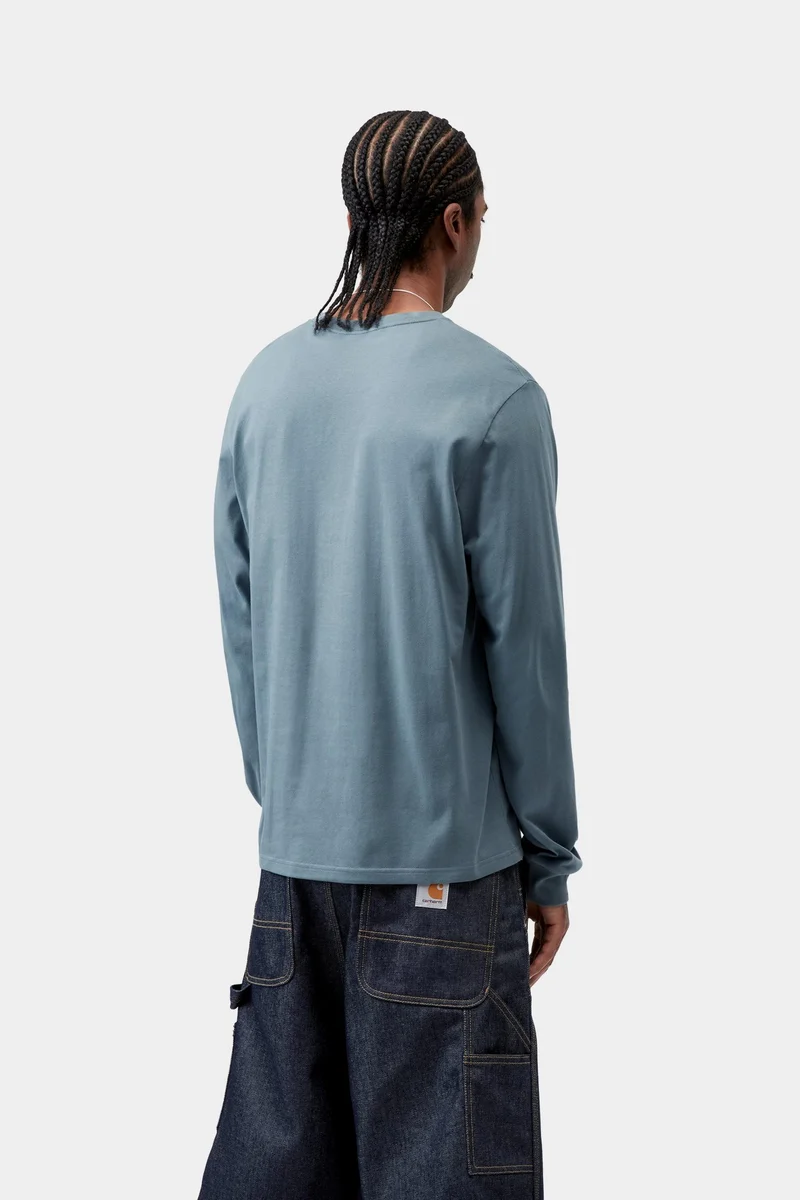 Carhartt WIP Herren-Langarmshirt mit Brusttasche | Samtblau