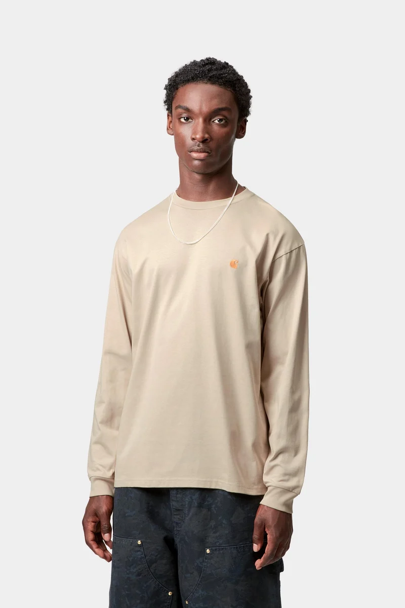 Carhartt WIP Herren Chase Langarm-T-Shirt | Fleur De Sel