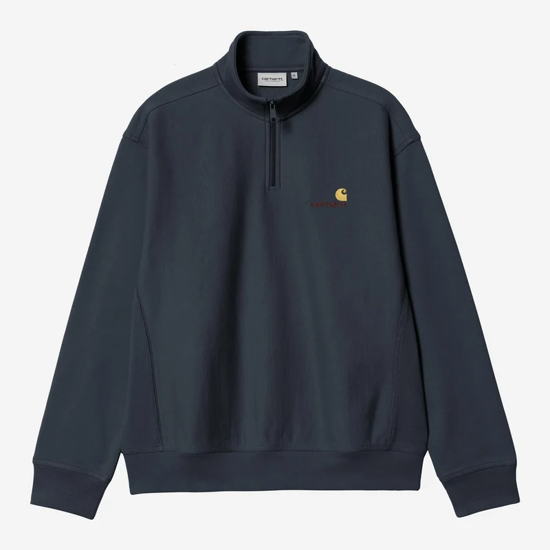 Carhartt WIP Herren Halb-Zip-Reißverschluss American Script Sweatshirt | Tiefe Nacht