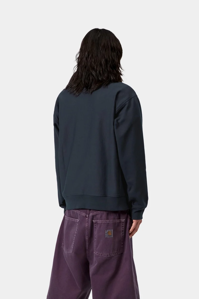 Carhartt WIP Herren Halb-Zip-Reißverschluss American Script Sweatshirt | Tiefe Nacht