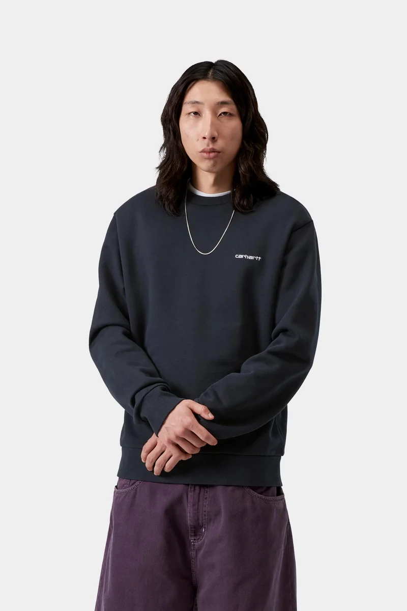 Carhartt WIP Herren-Sweatshirt mit Schriftzugstickerei | Tiefdunkel