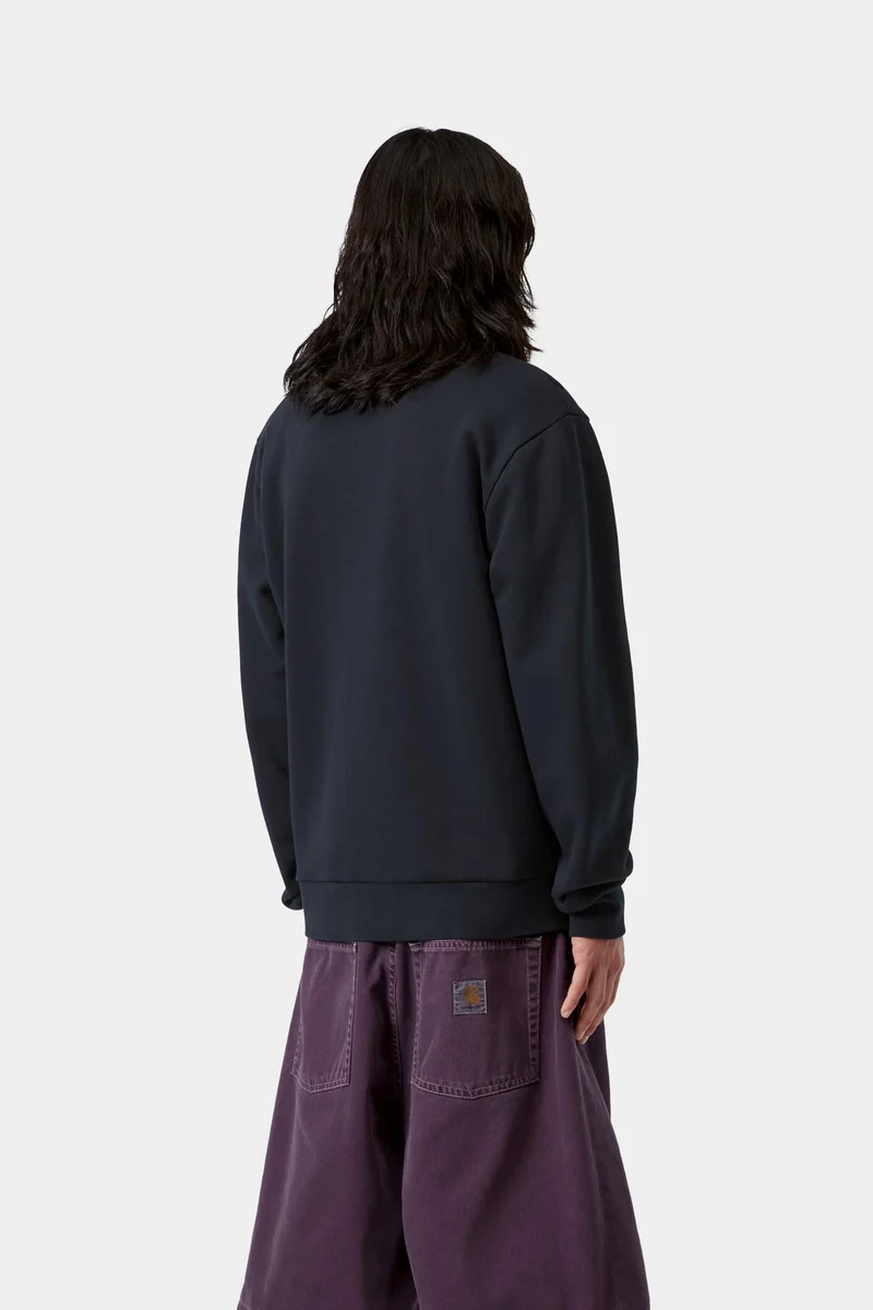 Carhartt WIP Herren-Sweatshirt mit Schriftzugstickerei | Tiefdunkel