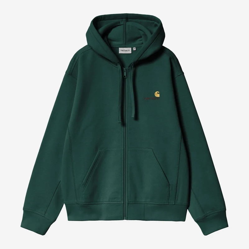 Carhartt WIP Herren American Script Kapuzenjacke mit Reißverschluss vorne | Dunkelbraun