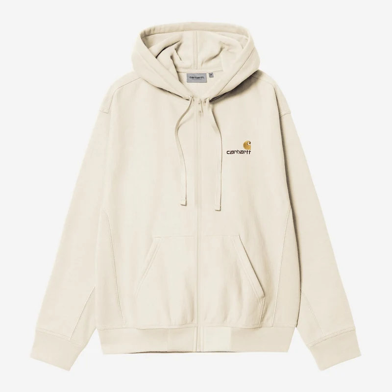 Carhartt WIP Herren American Script Kapuzenjacke mit Reißverschluss vorne | Natur