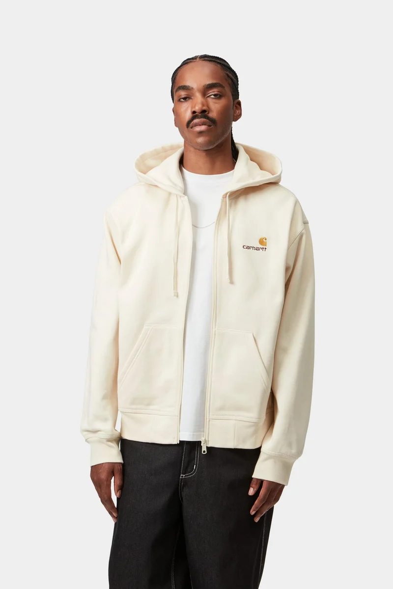 Carhartt WIP Herren American Script Kapuzenjacke mit Reißverschluss vorne | Natur