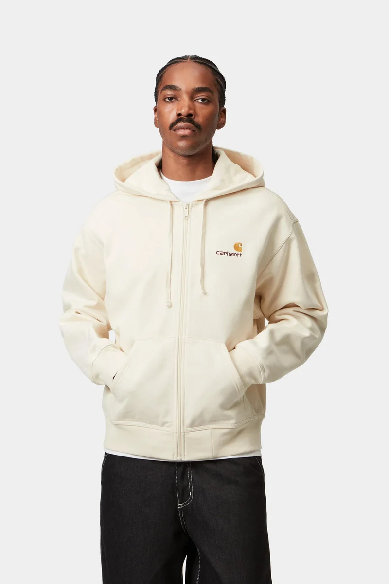 Carhartt WIP Herren American Script Kapuzenjacke mit Reißverschluss vorne | Natur