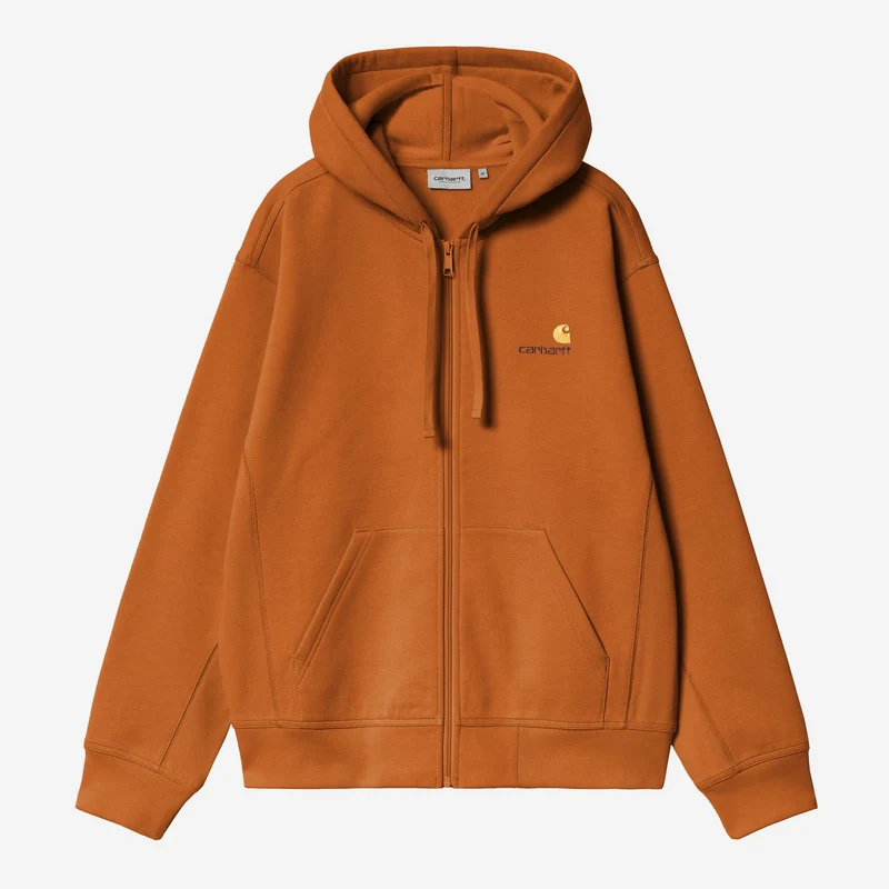Carhartt WIP Herren American Script Kapuzenjacke mit Reißverschluss vorne | Sienna