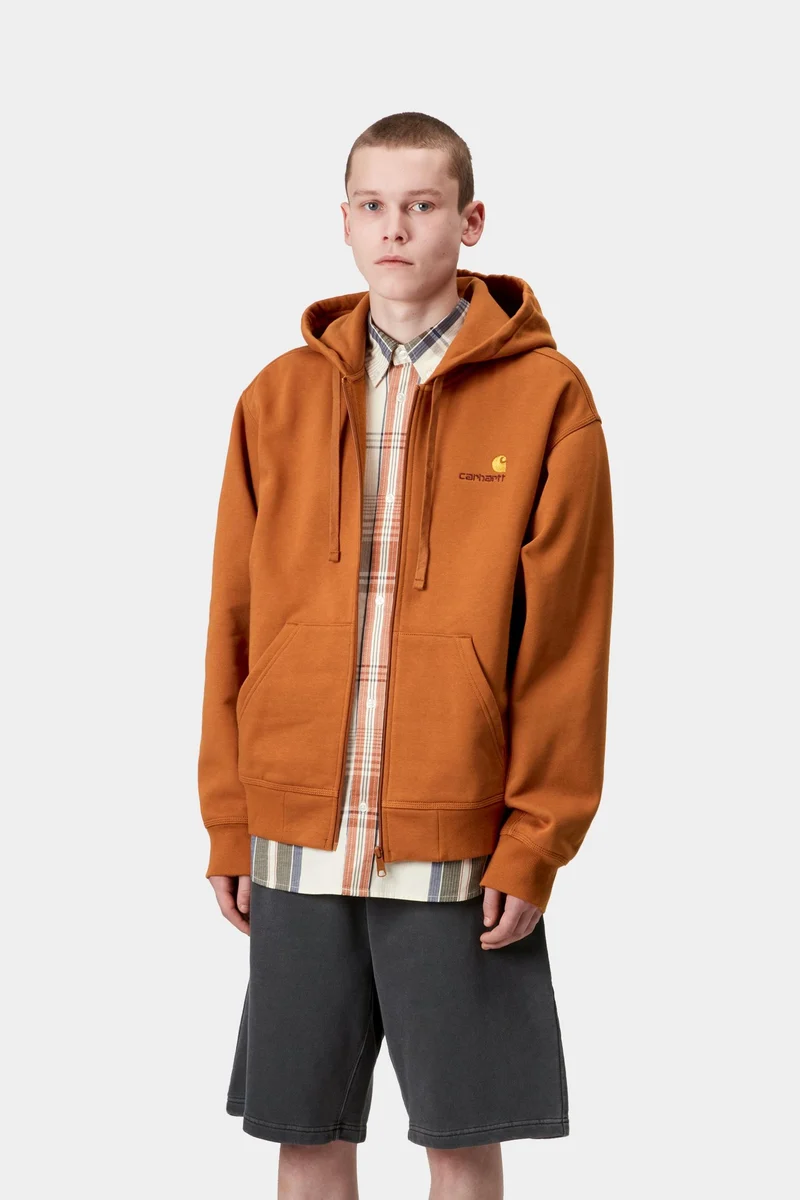 Carhartt WIP Herren American Script Kapuzenjacke mit Reißverschluss vorne | Sienna