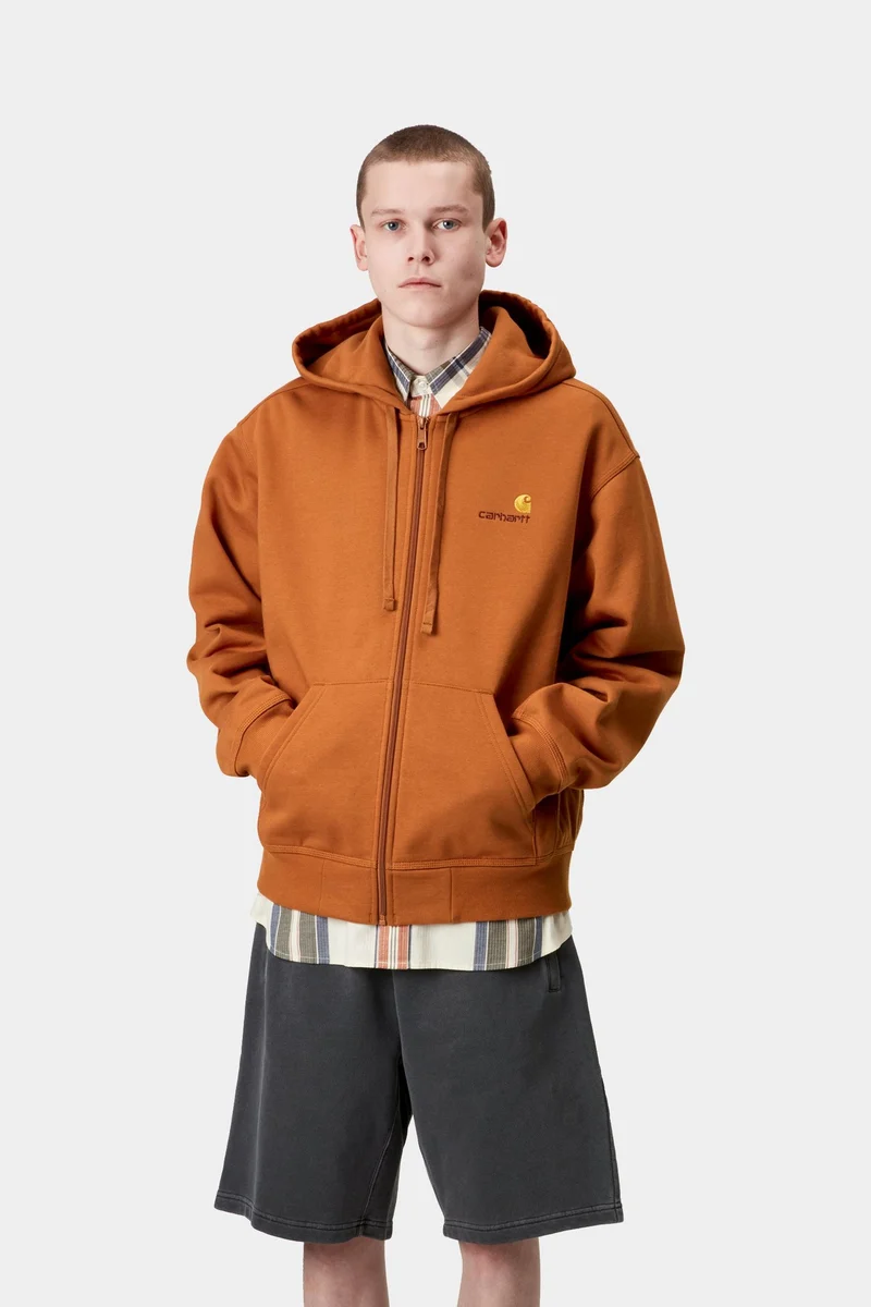 Carhartt WIP Herren American Script Kapuzenjacke mit Reißverschluss vorne | Sienna
