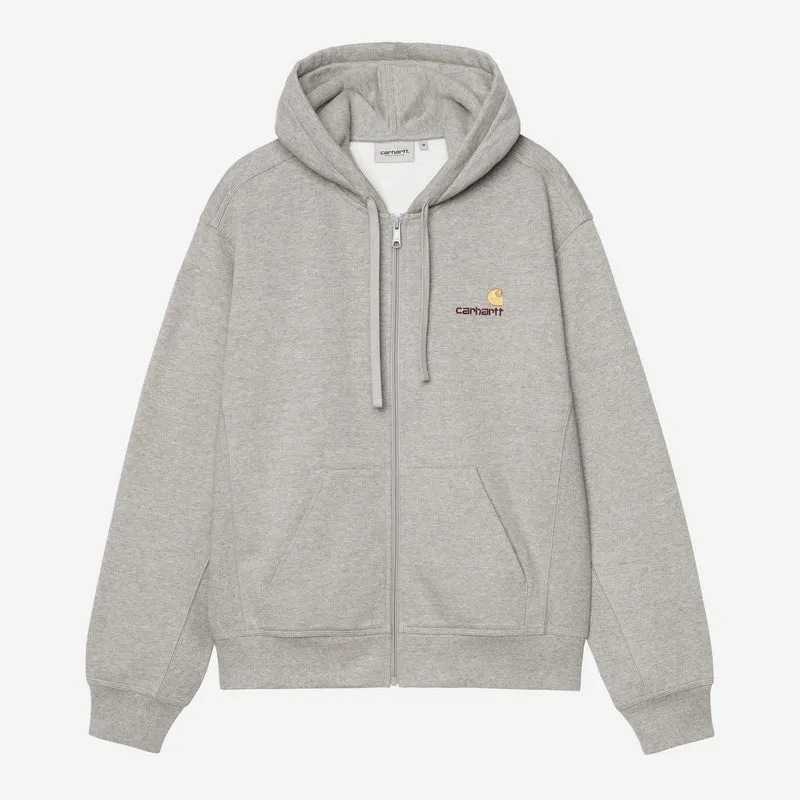 Carhartt WIP Herren American Script Kapuzenjacke mit Reißverschluss vorne | Grau meliert