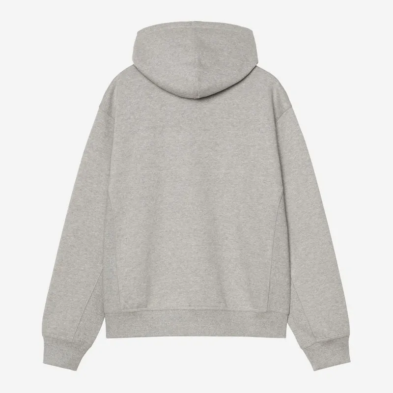 Carhartt WIP Herren American Script Kapuzenjacke mit Reißverschluss vorne | Grau meliert