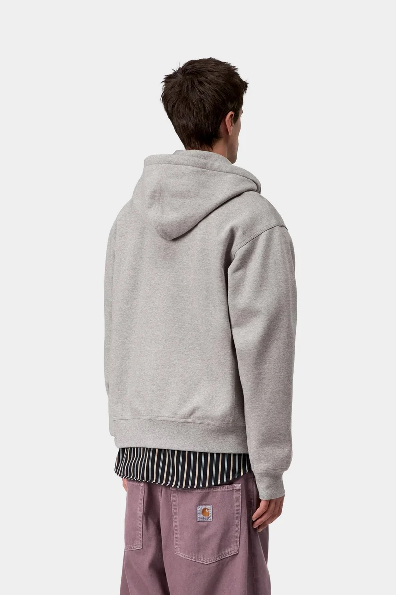Carhartt WIP Herren American Script Kapuzenjacke mit Reißverschluss vorne | Grau meliert