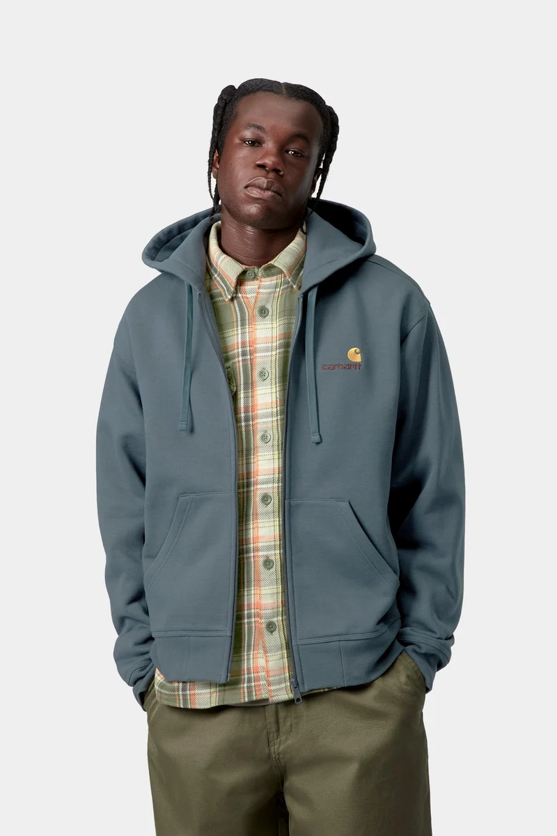 Carhartt WIP Herren American Script Kapuzenjacke mit Reißverschluss | Büroblau