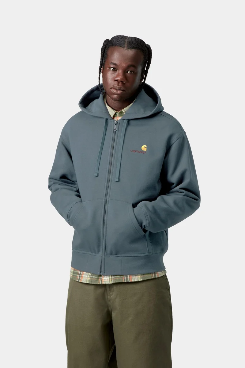 Carhartt WIP Herren American Script Kapuzenjacke mit Reißverschluss | Büroblau