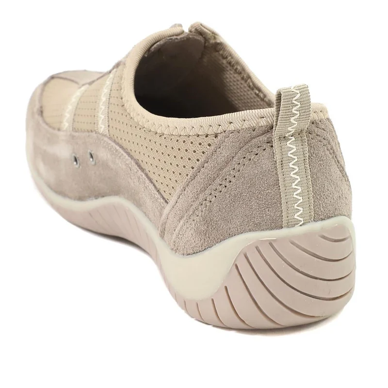 Memory Foam Leather Slip On Trainers - BRK43049 / 329 380 - Taupe