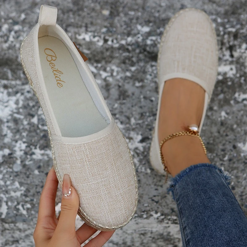 Espadrilles für Frauen aus Segeltuch grau rutschfeste Jutesohle - Mireia