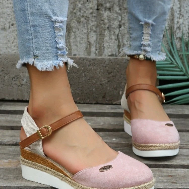 Damen Keilsandalen aus Canvas mit verstellbarem Espadrille-Riemen - Clara