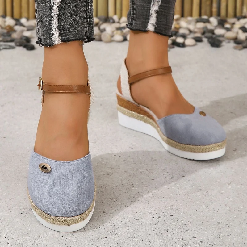 Damen Keilsandalen aus Canvas mit verstellbarem Espadrille-Riemen - Clara