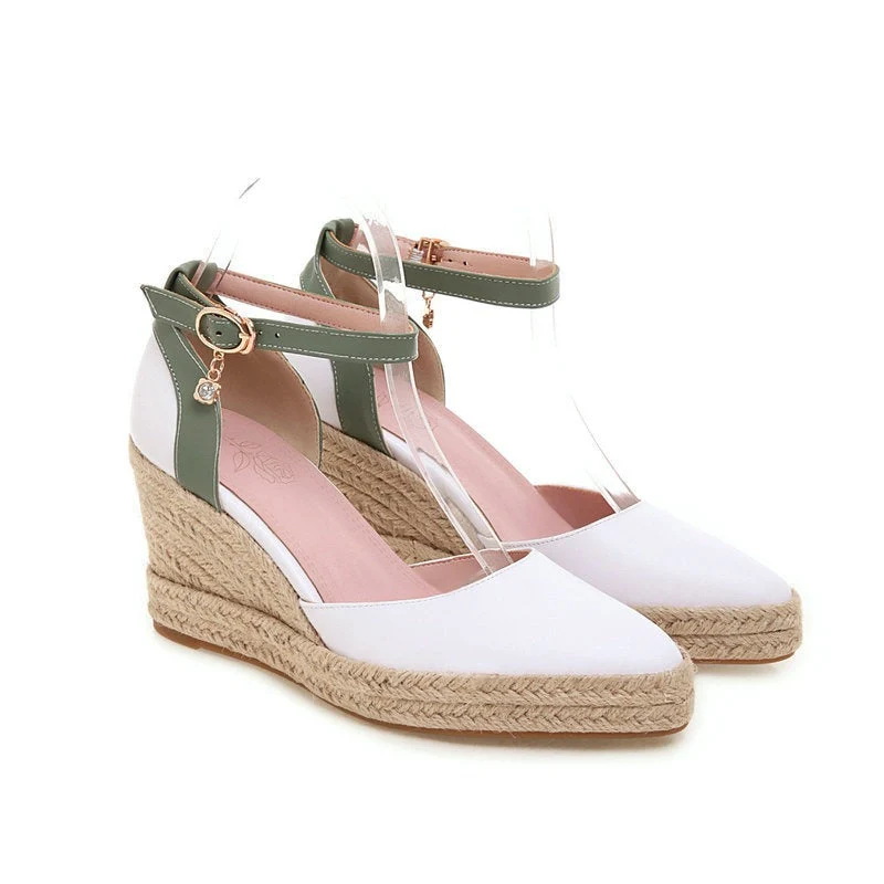 Damen Keilsandalen Jute Knöchelriemen Espadrille Stil - Adriana