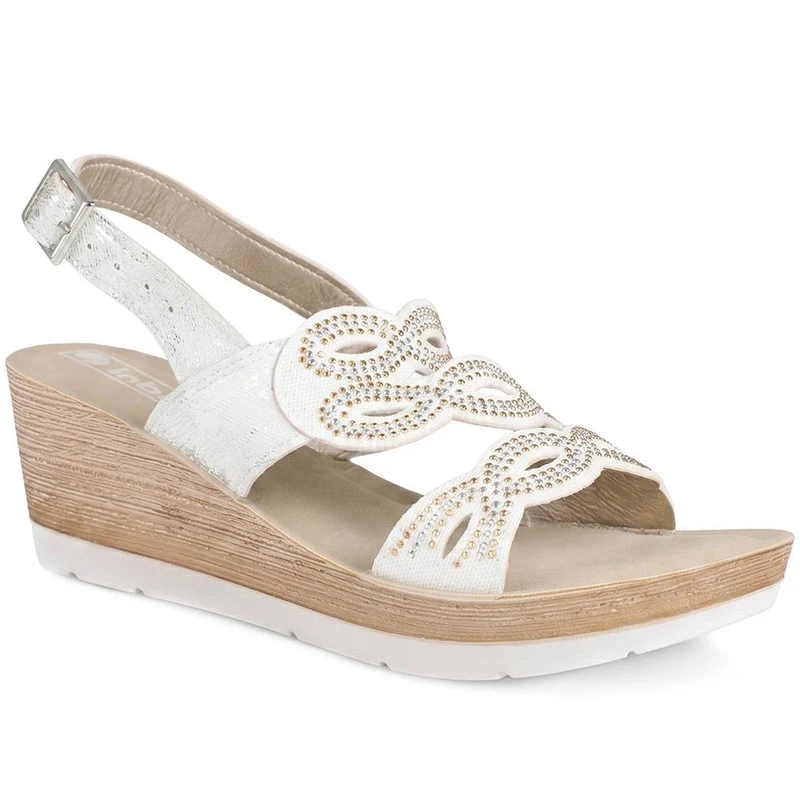 Inblu Wedge Sandals With Rhinestones - INB43051 / 330 370 - White