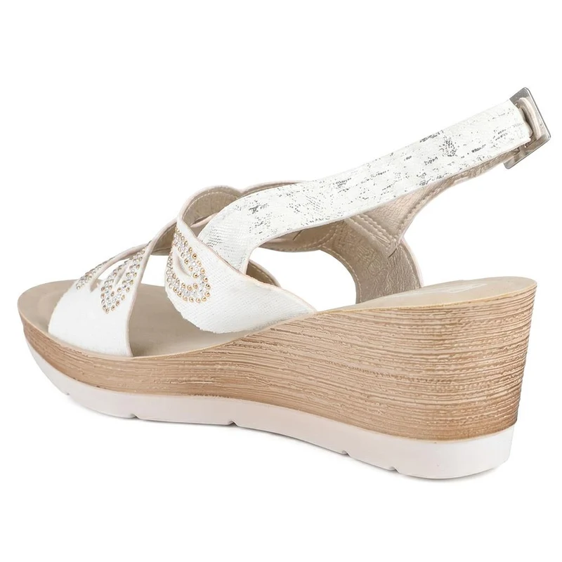Inblu Wedge Sandals With Rhinestones - INB43051 / 330 370 - White