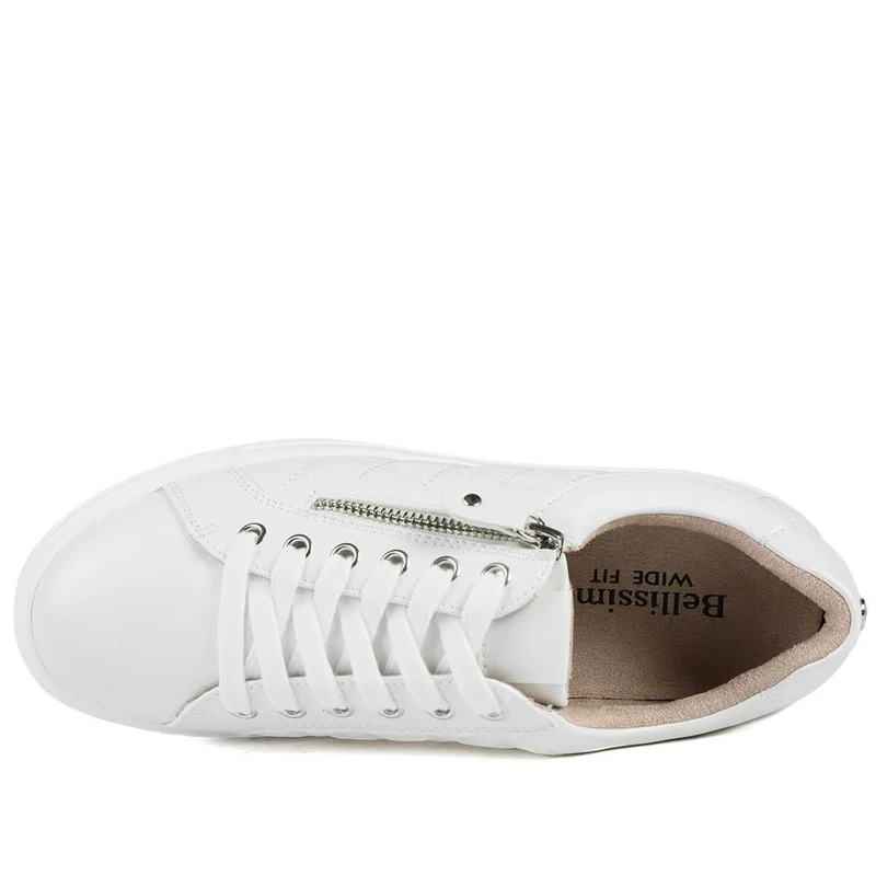 Bellissimo Wide Fit Zipped Trainers - BELWBINS43019 / 328 918 - White