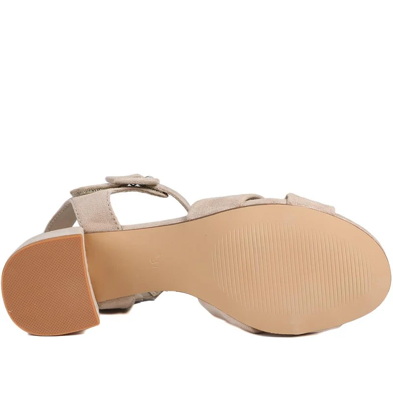 Elegant Block Heeled Sandals - WBINS41053 / 327 111 - Beige