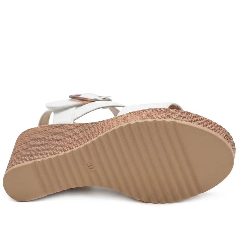 Fashionable Woven Wedge Heel Sandals - WBINS43050 / 329 120 - White