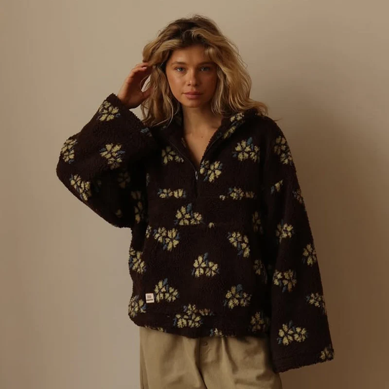 Damen-Fleece-Sweatshirt mit großer Tasche - Liora