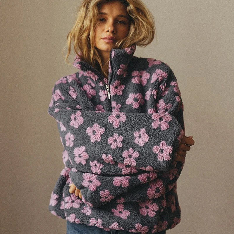 Damen-Fleece-Sweatshirt mit großer Tasche - Liora