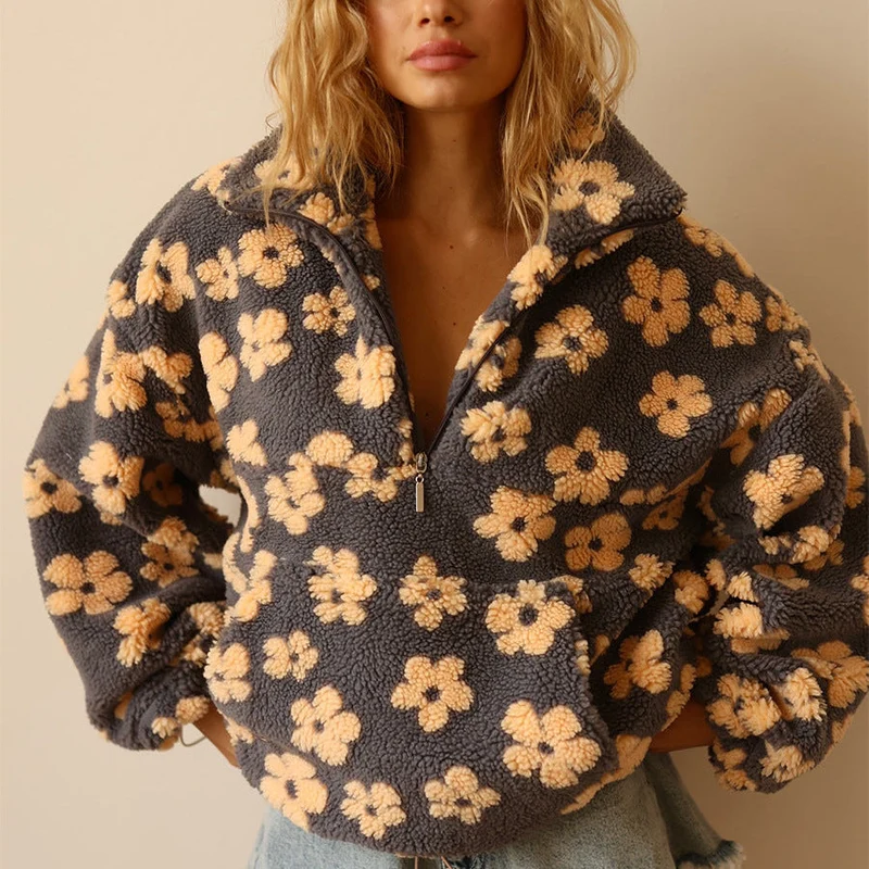 Damen-Fleece-Sweatshirt mit großer Tasche - Liora