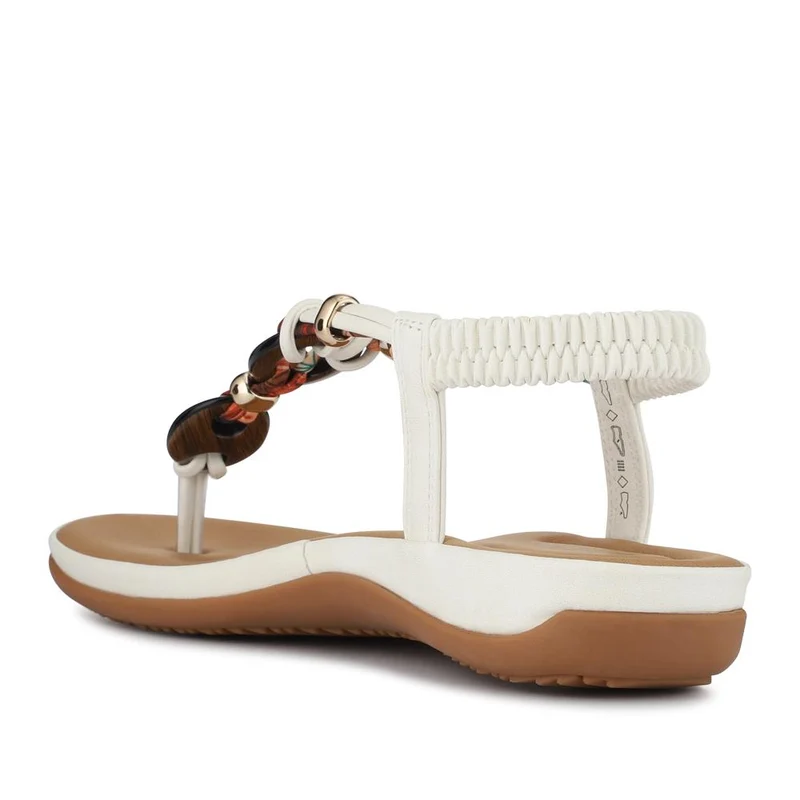 Elasticated Toe Post Sandals - BAIZH41046 / 327 216 - White