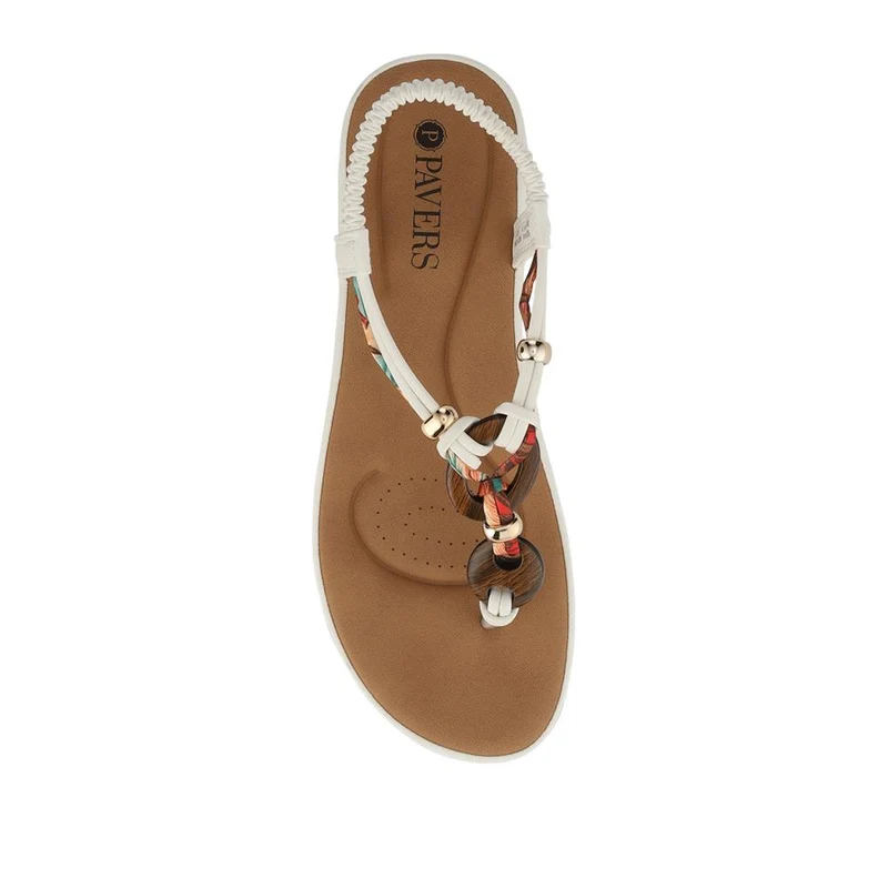 Elasticated Toe Post Sandals - BAIZH41046 / 327 216 - White