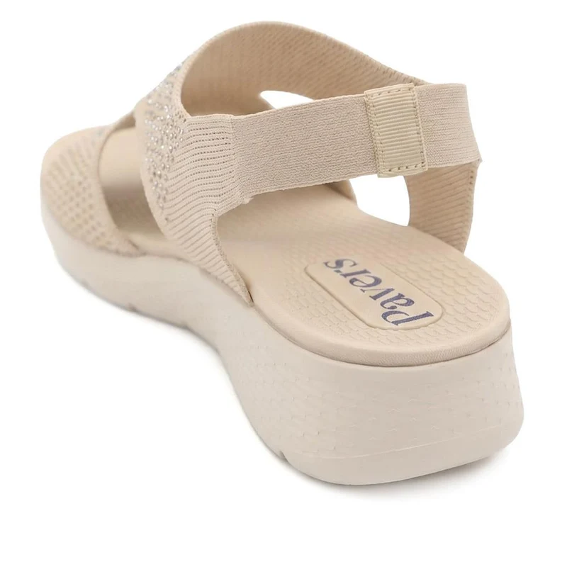 Wedge Heel Elasticated Fit Sandals - BAIZH43009 / 329 251 - Beige