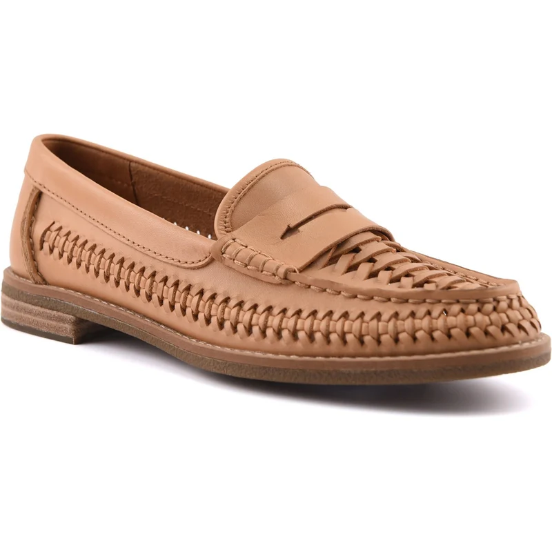 Sperry Damen-Mokassin-Loafer „Seaport Penny“ aus gewebtem Stoff | Hellbraun