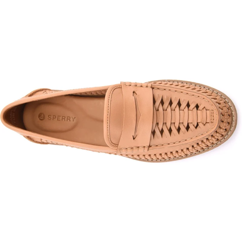 Sperry Damen-Mokassin-Loafer „Seaport Penny“ aus gewebtem Stoff | Hellbraun
