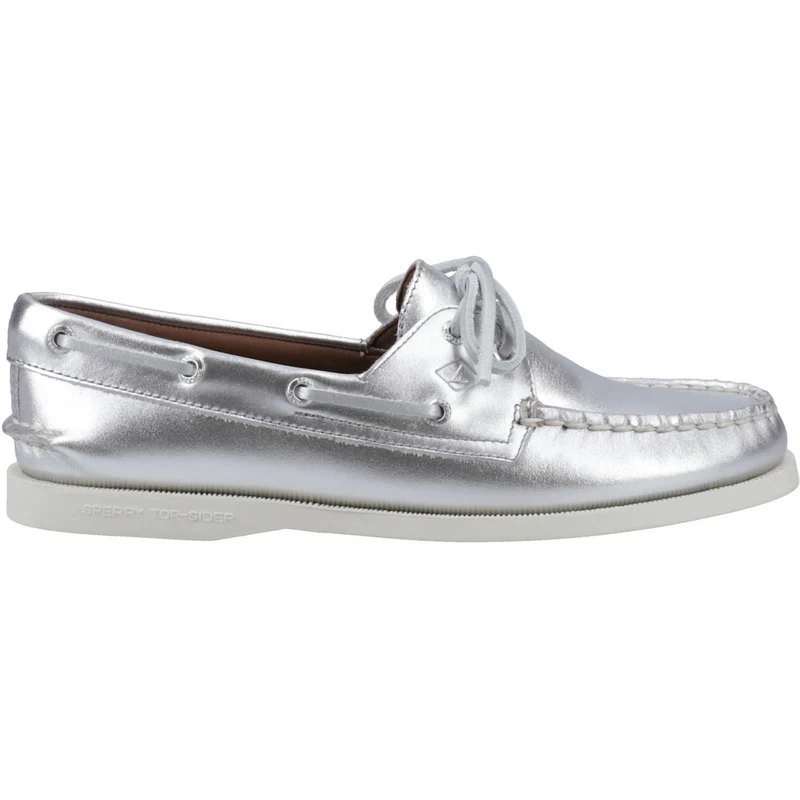 Sperry Authentischer originaler Damen-Bootsschuh mit 2 Ösen | Silber