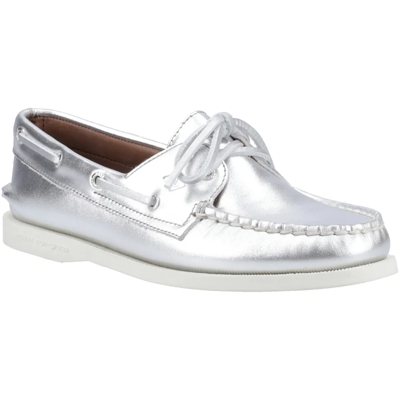 Sperry Authentischer originaler Damen-Bootsschuh mit 2 Ösen | Silber