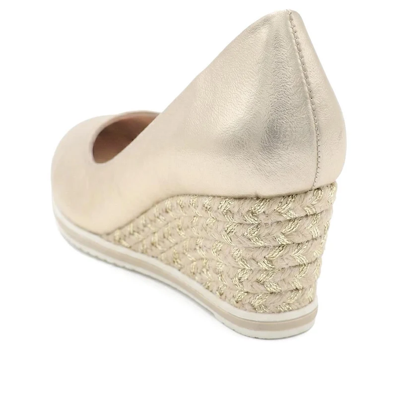 Wedge Heel Espadrille Trim Pumps - WBINS43009 / 329 176 - Gold