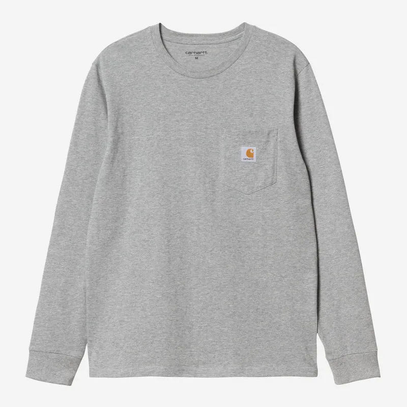 Carhartt WIP Herren-Langarmshirt mit Brusttasche | Grau meliert
