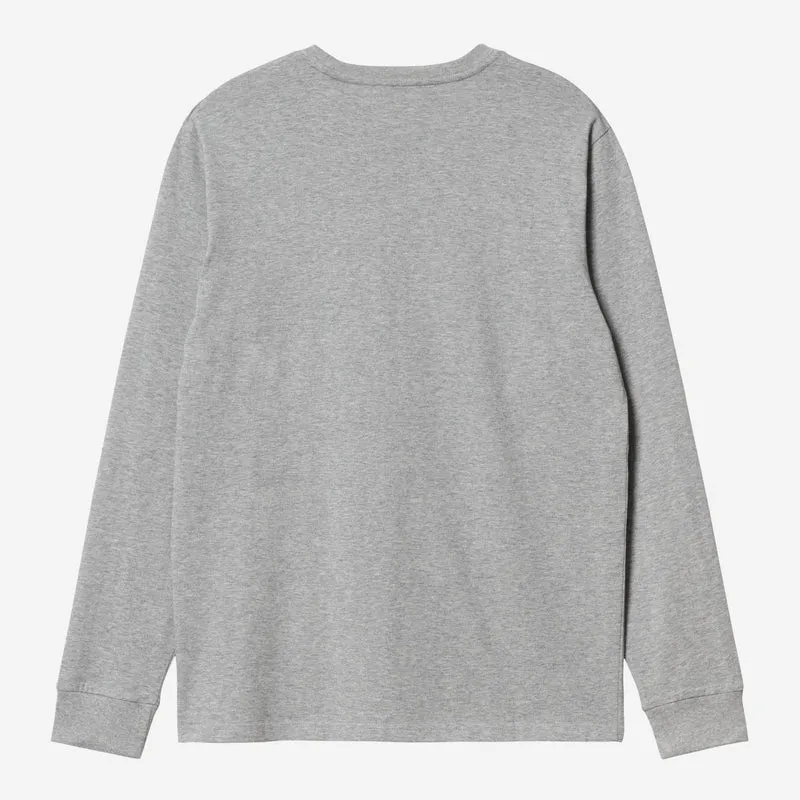 Carhartt WIP Herren-Langarmshirt mit Brusttasche | Grau meliert
