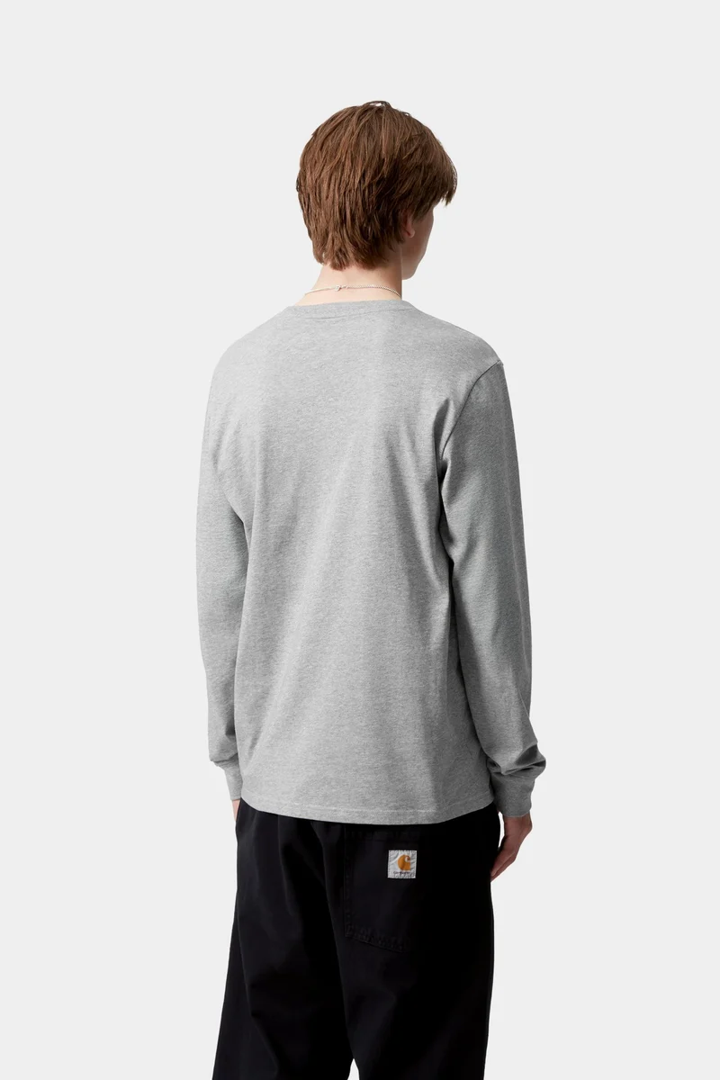 Carhartt WIP Herren-Langarmshirt mit Brusttasche | Grau meliert